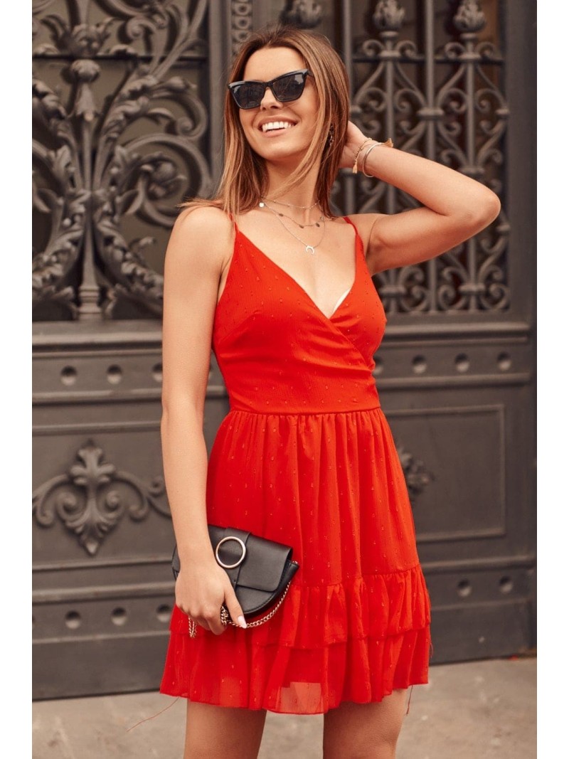 Elegant red dress with thin straps PR3205 - Online store - Boutique